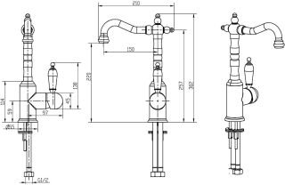 Смеситель для раковины Boheme Tradizionale Oro золото 282